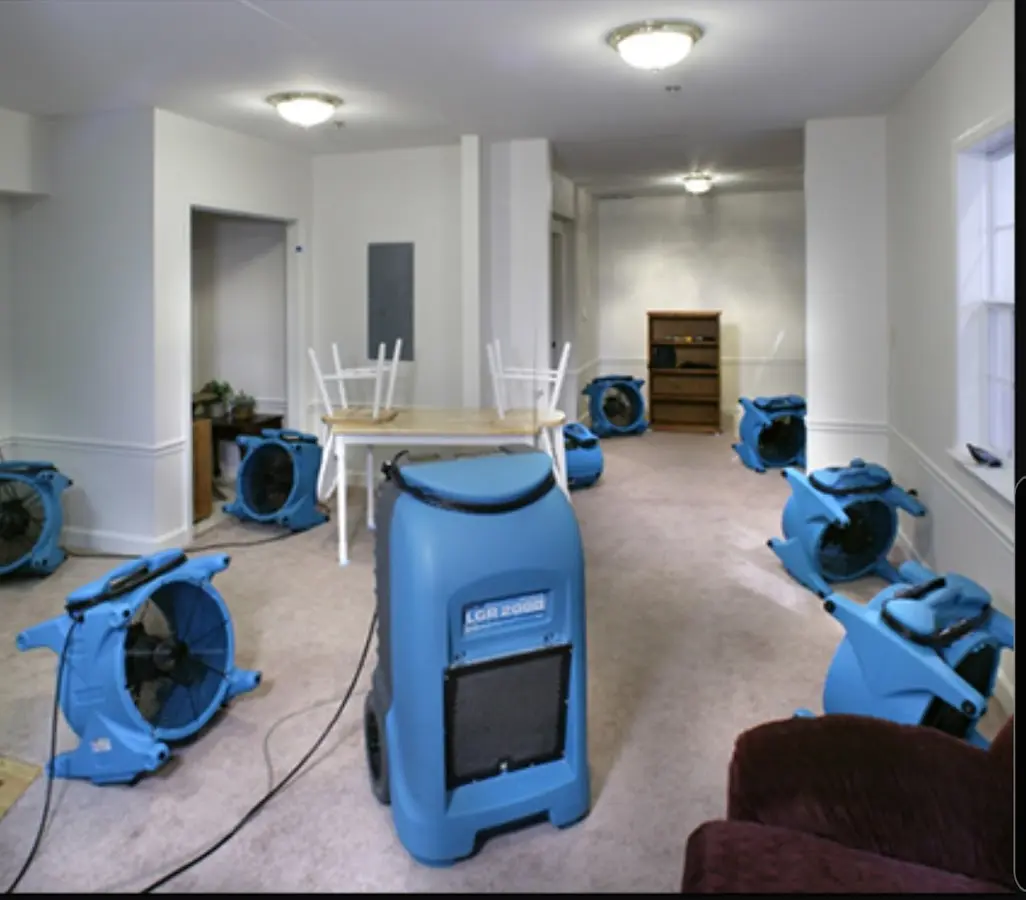Air movers and dehumidifier setup for Water Extraction & Removal in Adairsville